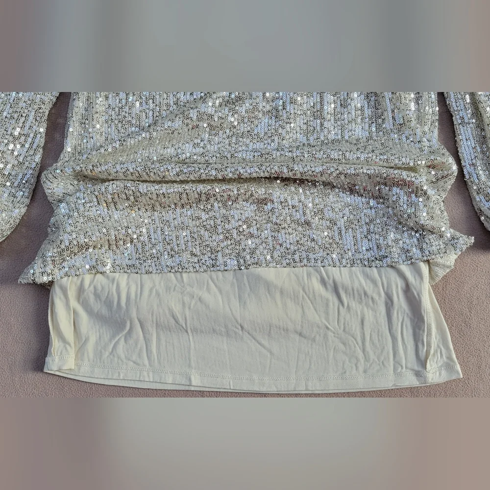 Z SUPPLY Sequin Mini Dress Size M Silver Lined NWT Style ZD234255S RN135090 - Picture 5 of 11